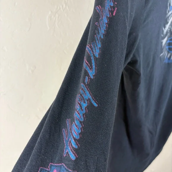 Harley-Davidson Black Fitted Cut Out 3/4 Sleeve Tee Top Montgomery AL Women’s XL - Picture 5 of 6